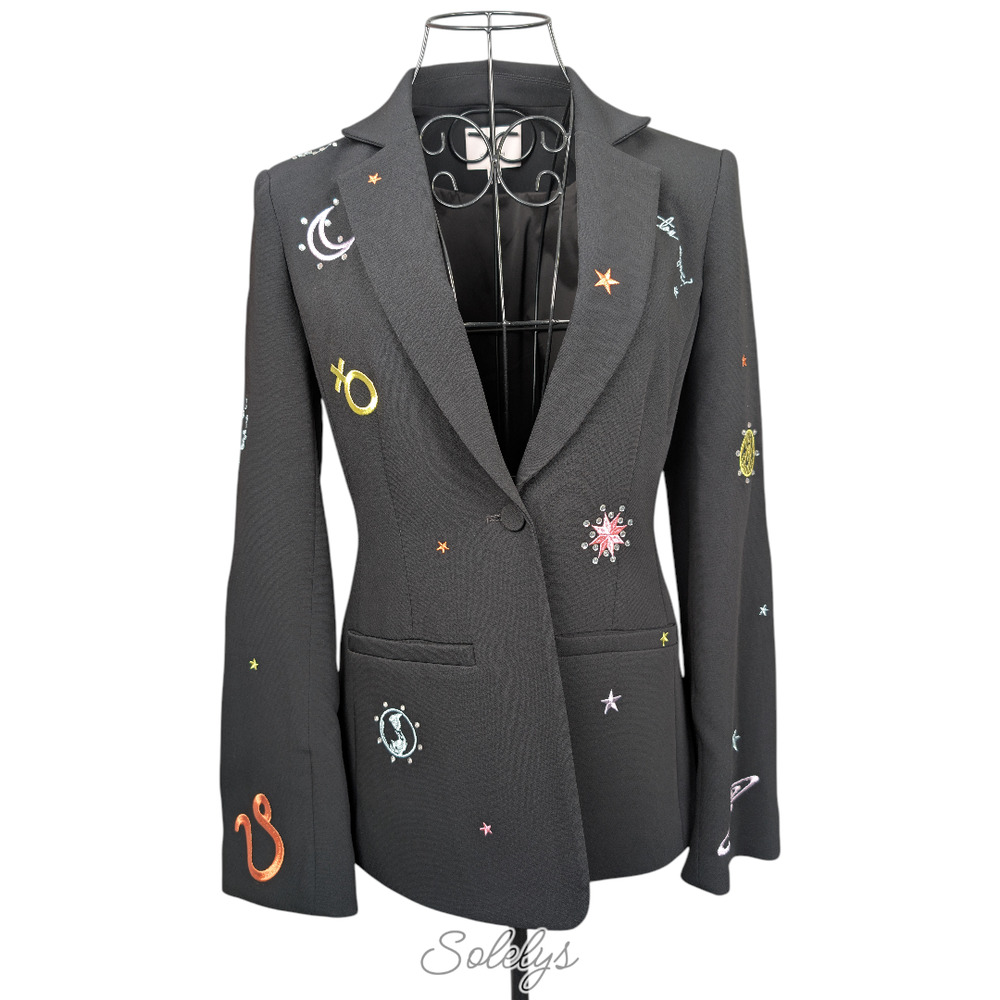 Cinq à Sept Astro Rumi Blazer Zodiac Embroidery Celestial Japanese Crepe 0 XS